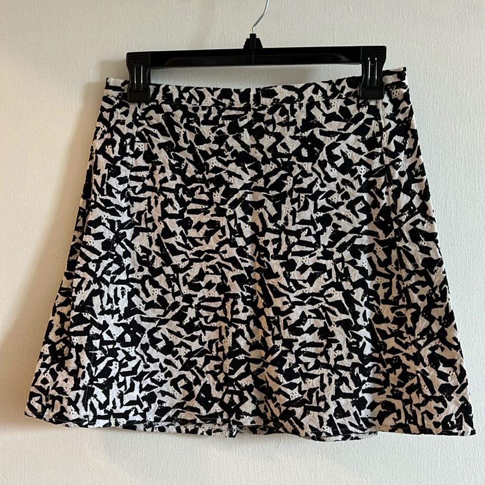 Theory Black and White Print A-Line skirt